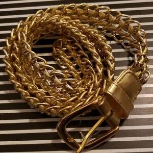 80\'s Gold Tone Metal Sheer Mesh Chain Woven Retro Boho Shimmer Belt M Source Unknown | Accessories | 8s Gold Tone Metal Sheer Mesh  main image 2